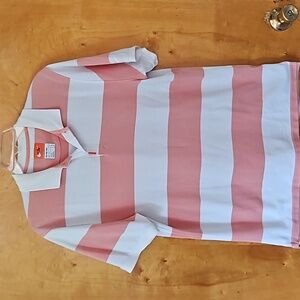 Nike Coral & White Stripe Polo